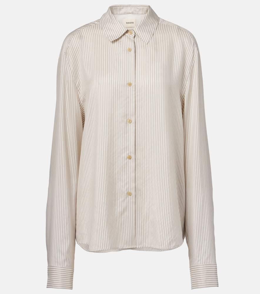 khaite agro striped silk shirt