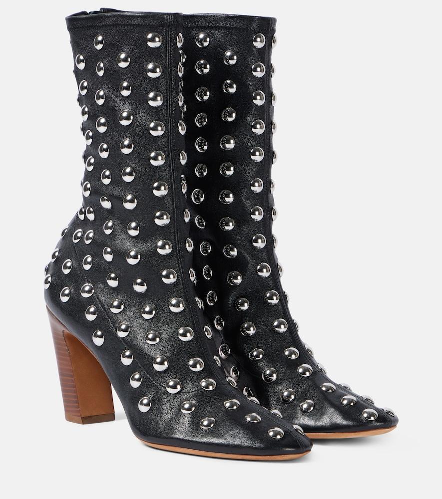 khaite apollo 85 studded leather ankle boots