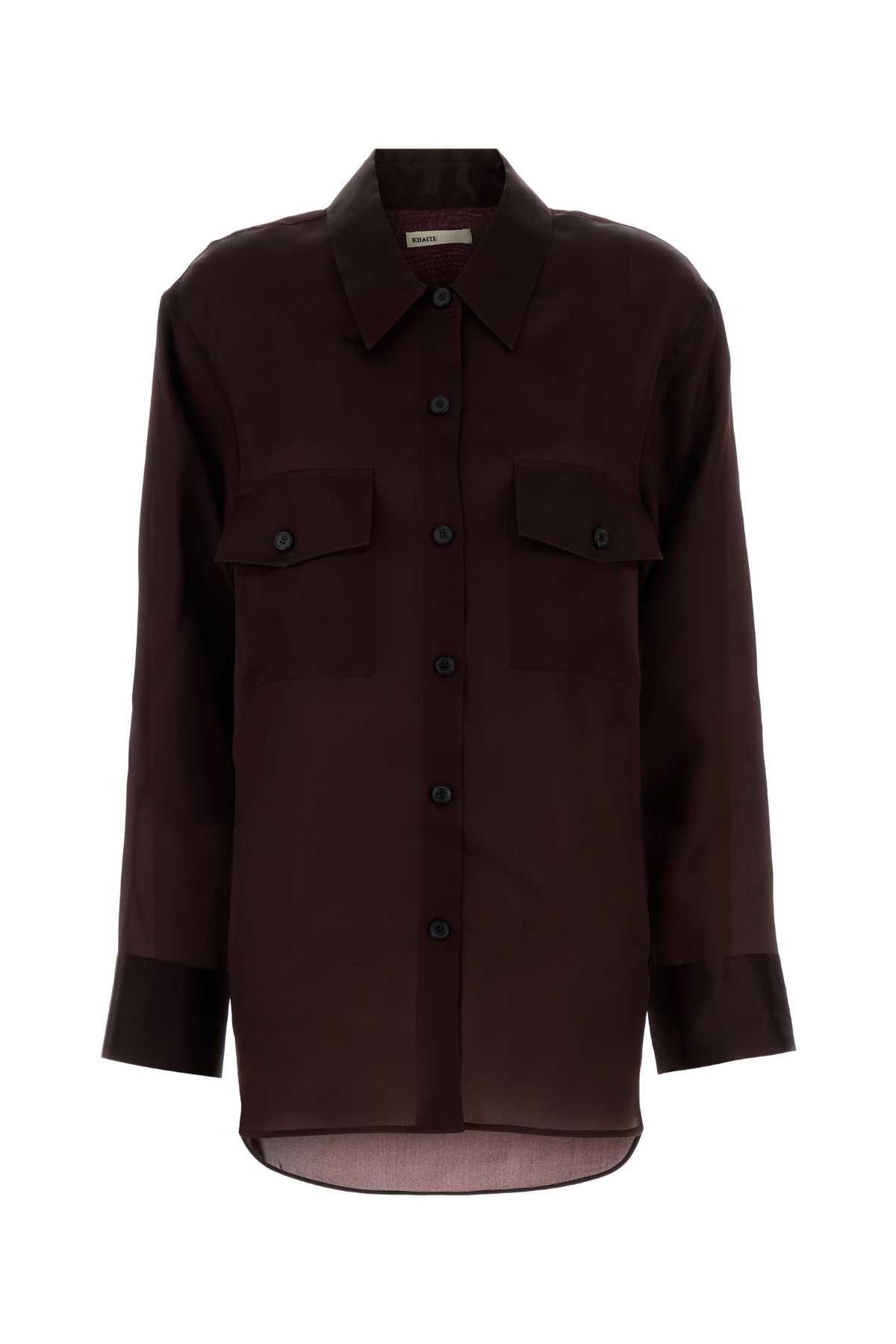 khaite aubergine silk matteo shirt