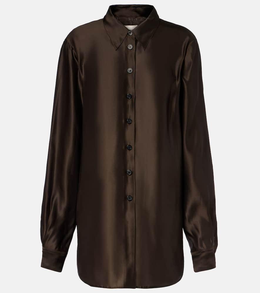 khaite auryn oversized satin shirt