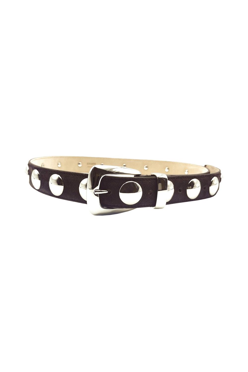 khaite benny belt in suede with studs silver buckle