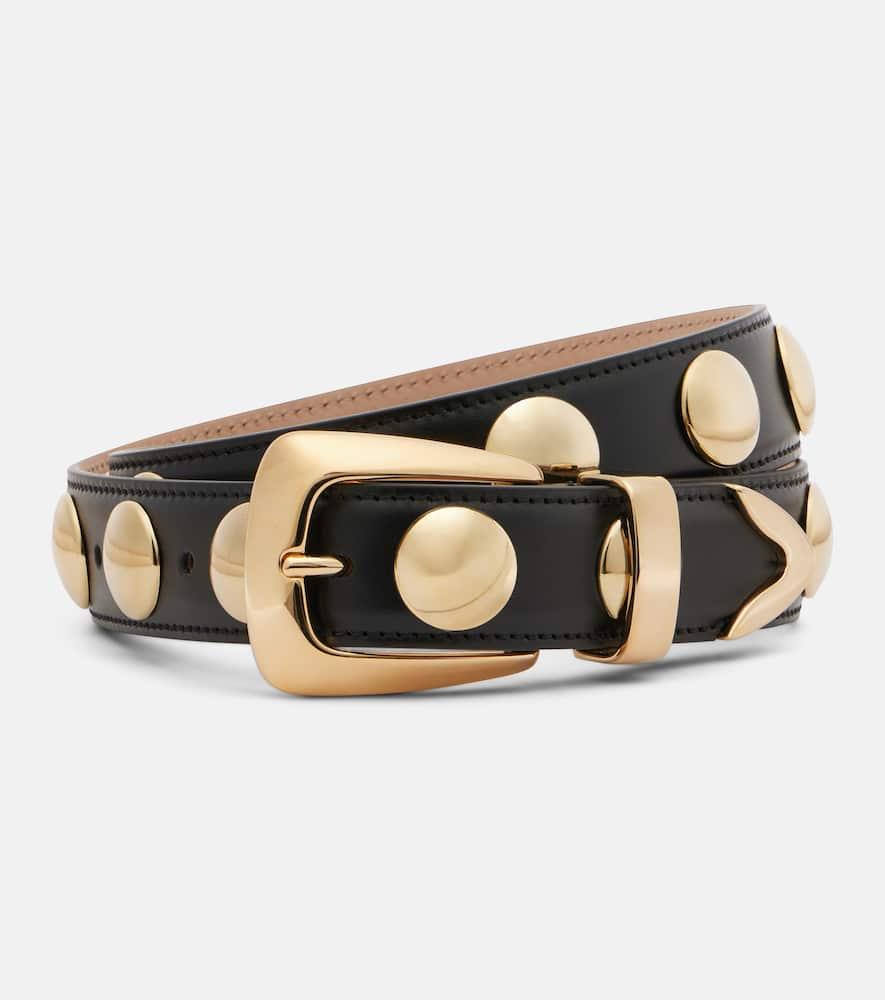 khaite benny studded patent leather belt