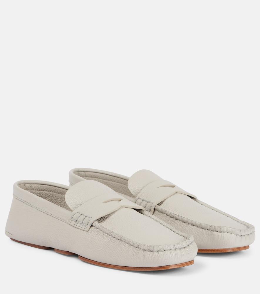 khaite billy leather penny loafers