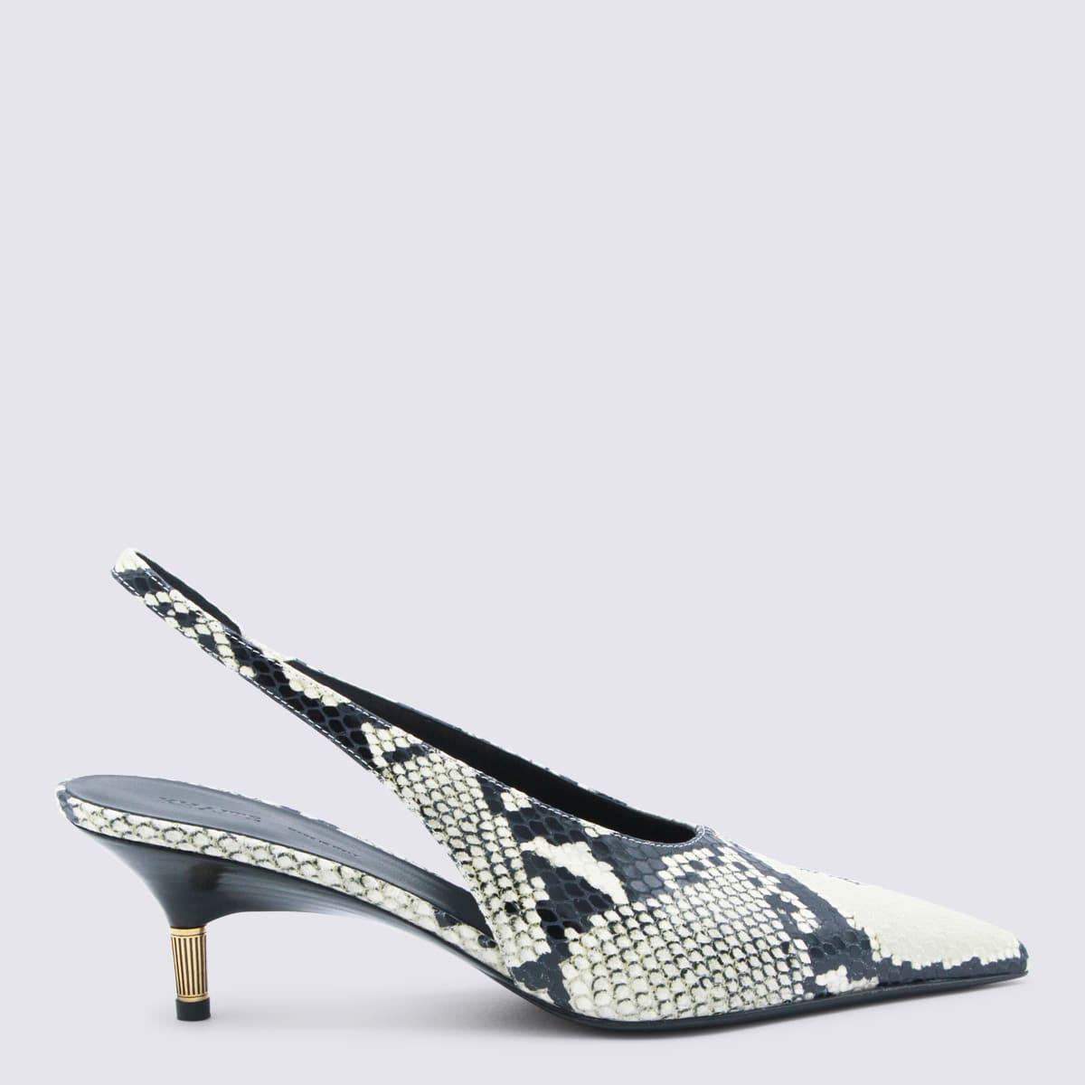 khaite black and white leather pump