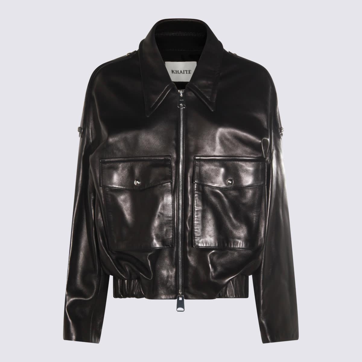 khaite black leather jacket