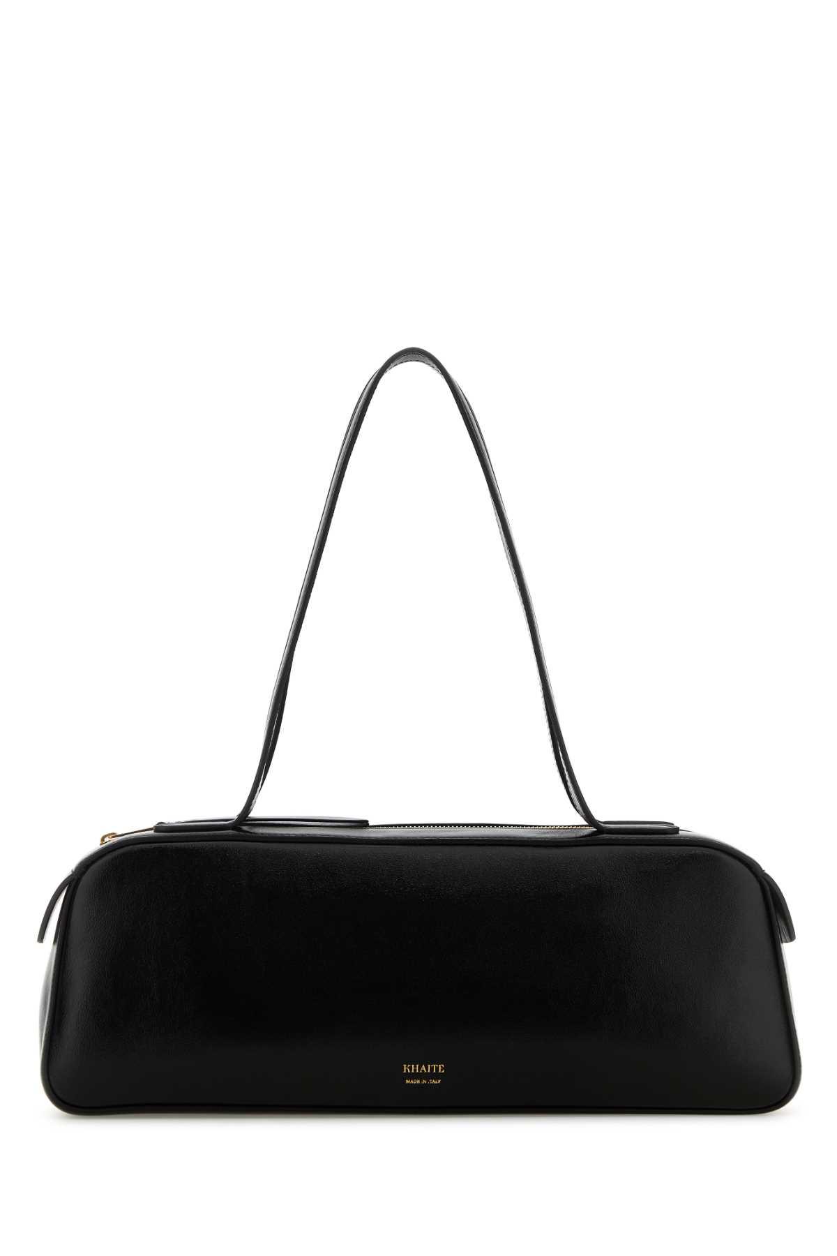 khaite black leather simona shoulder bag