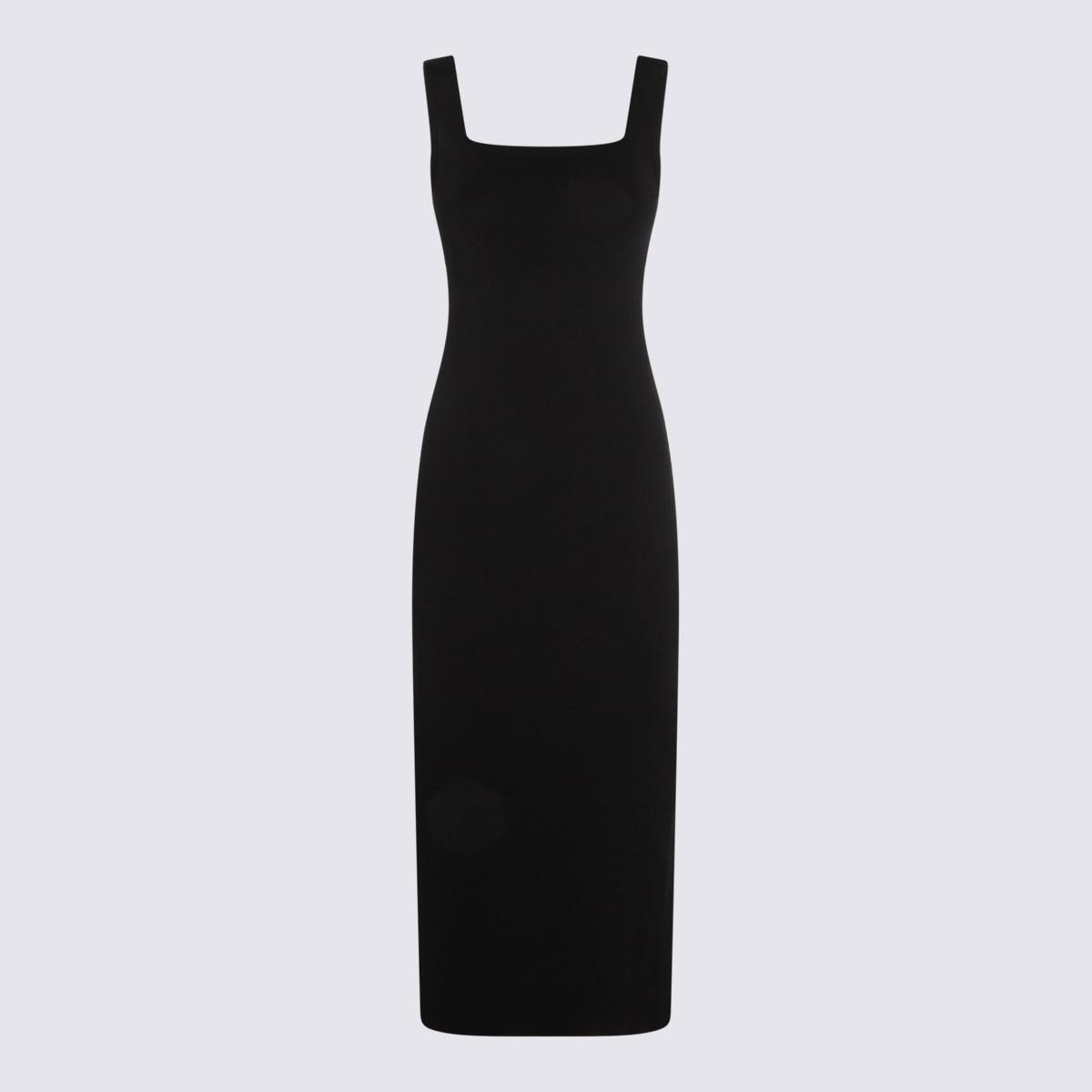 khaite black viscose midi dress