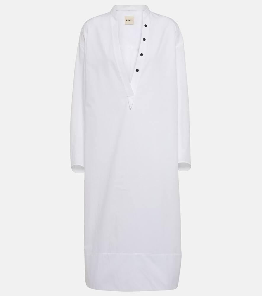 khaite brom cotton midi dress