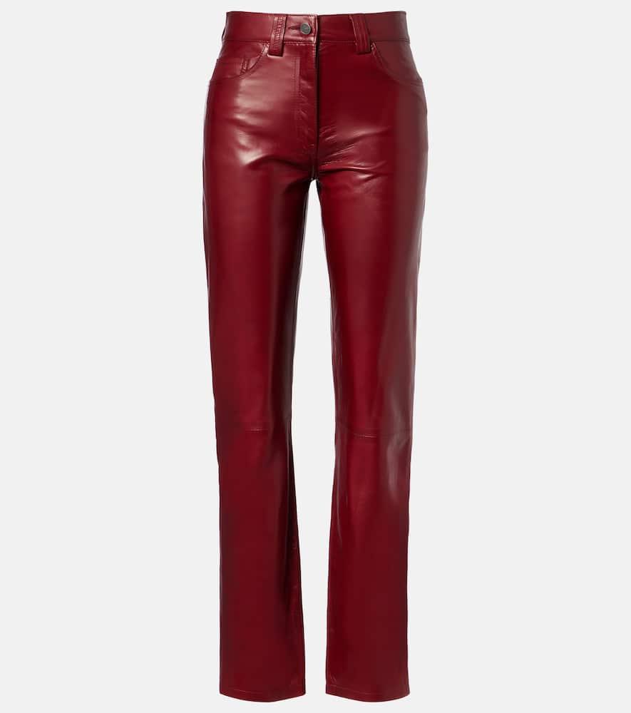 khaite callum leather straight pants
