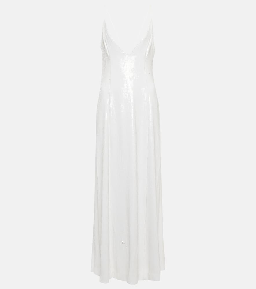 khaite carina sequined slip dress