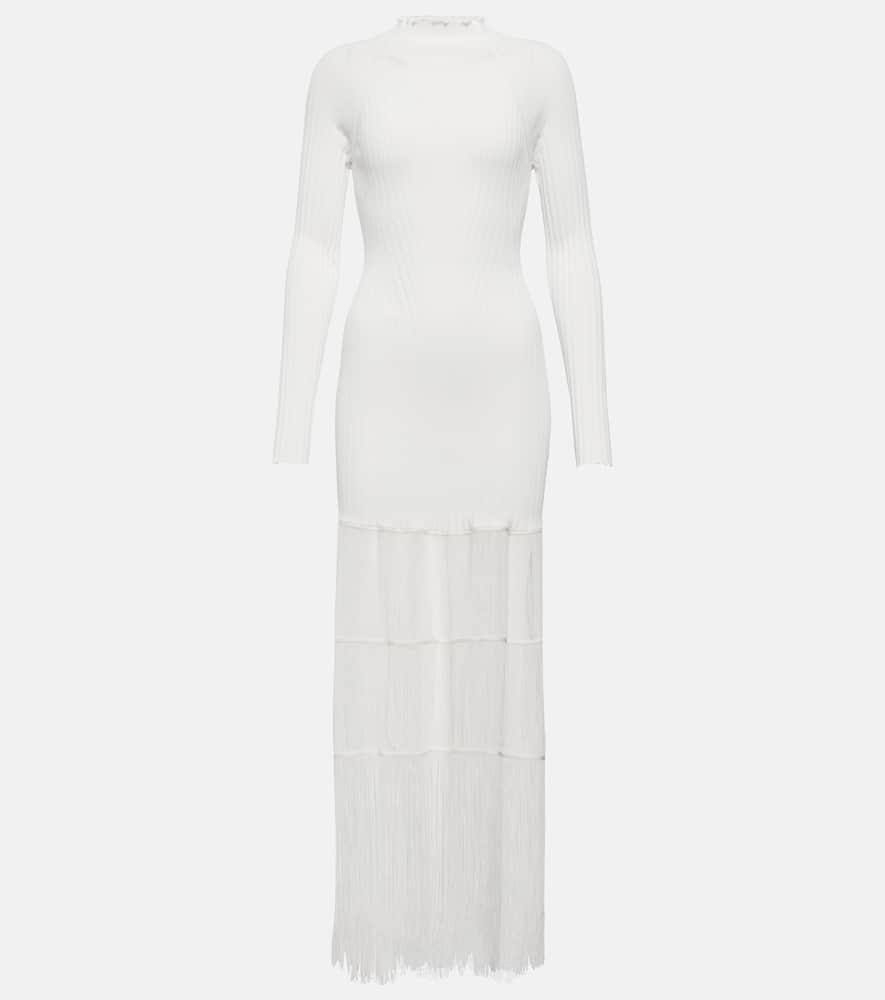 khaite cedar fringed maxi dress