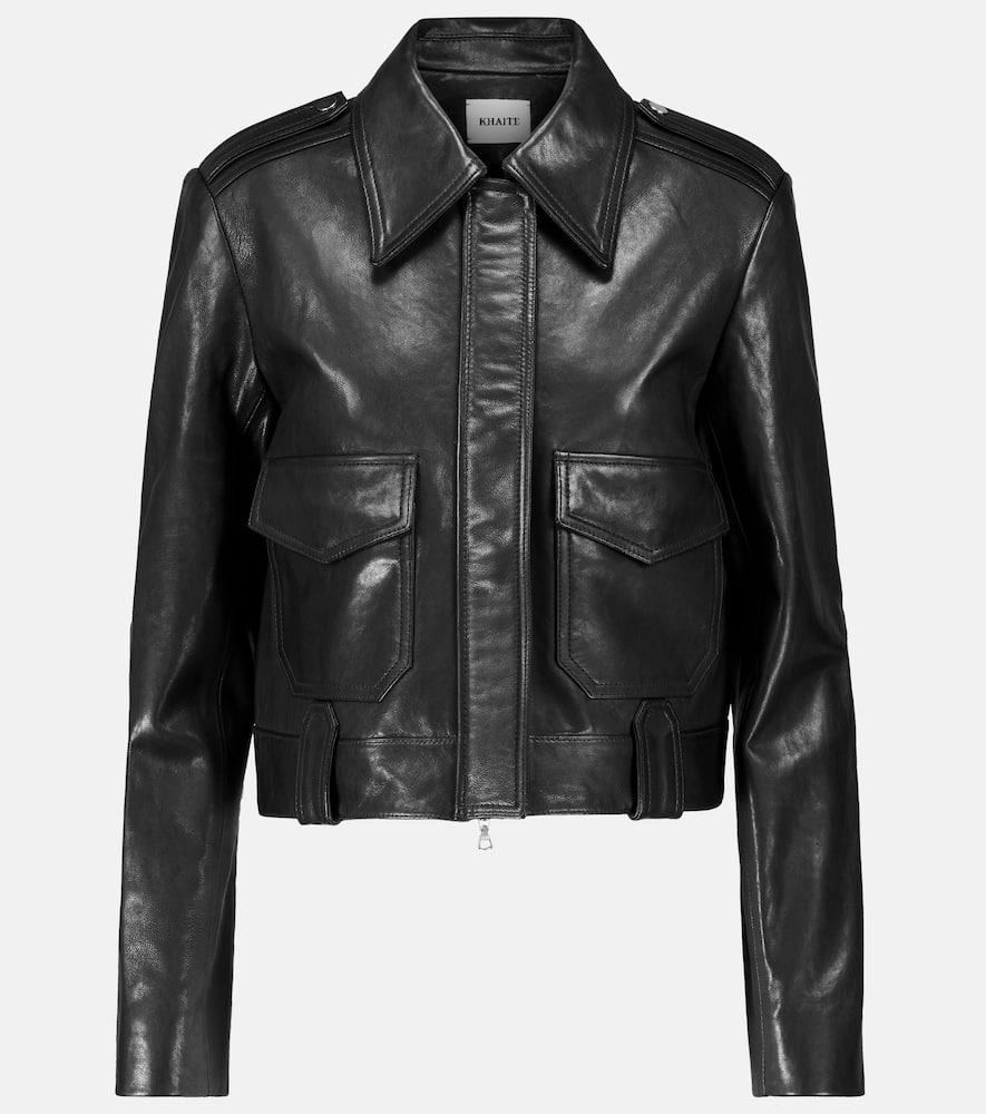 khaite cordelia leather crop jacket