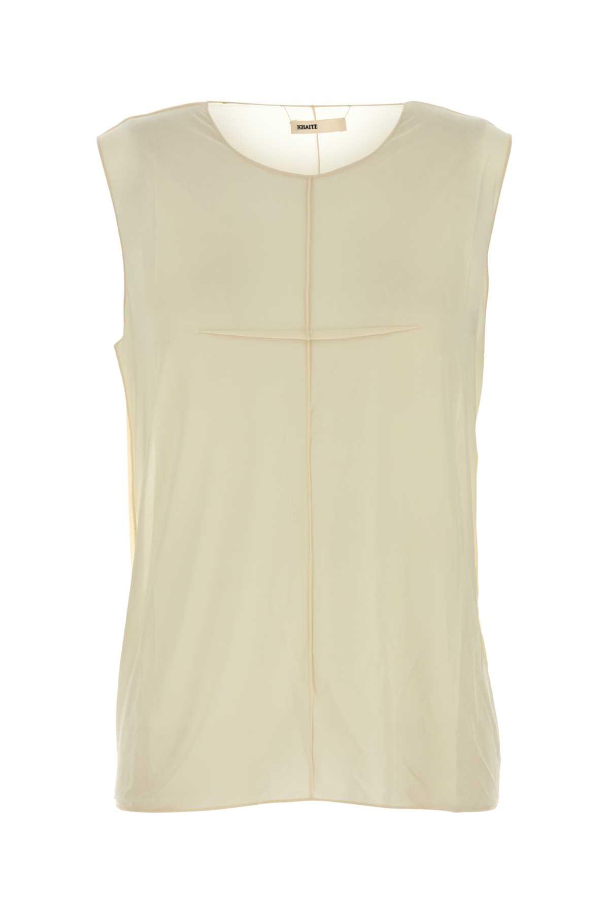khaite cream stretch cupro allo top