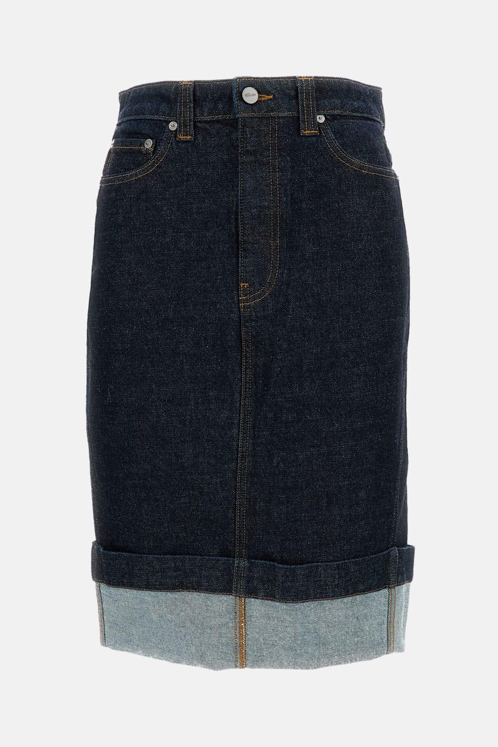 khaite denim kendra skirt