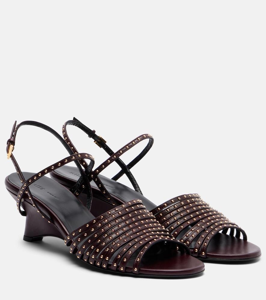 khaite drew 35 studded leather wedge sandals