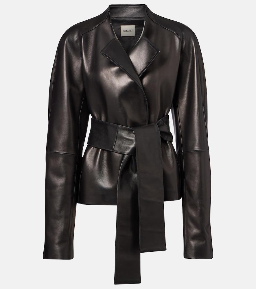 khaite edith belted leather jacket