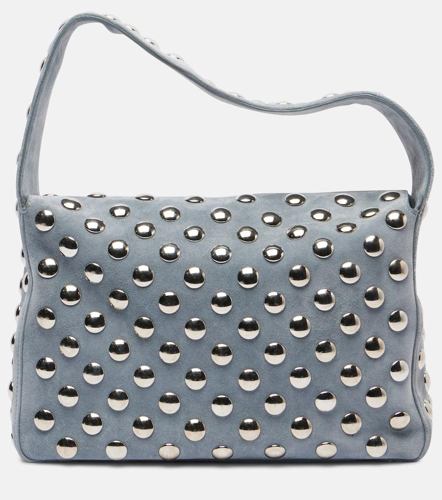 khaite elena medium studded suede shoulder bag