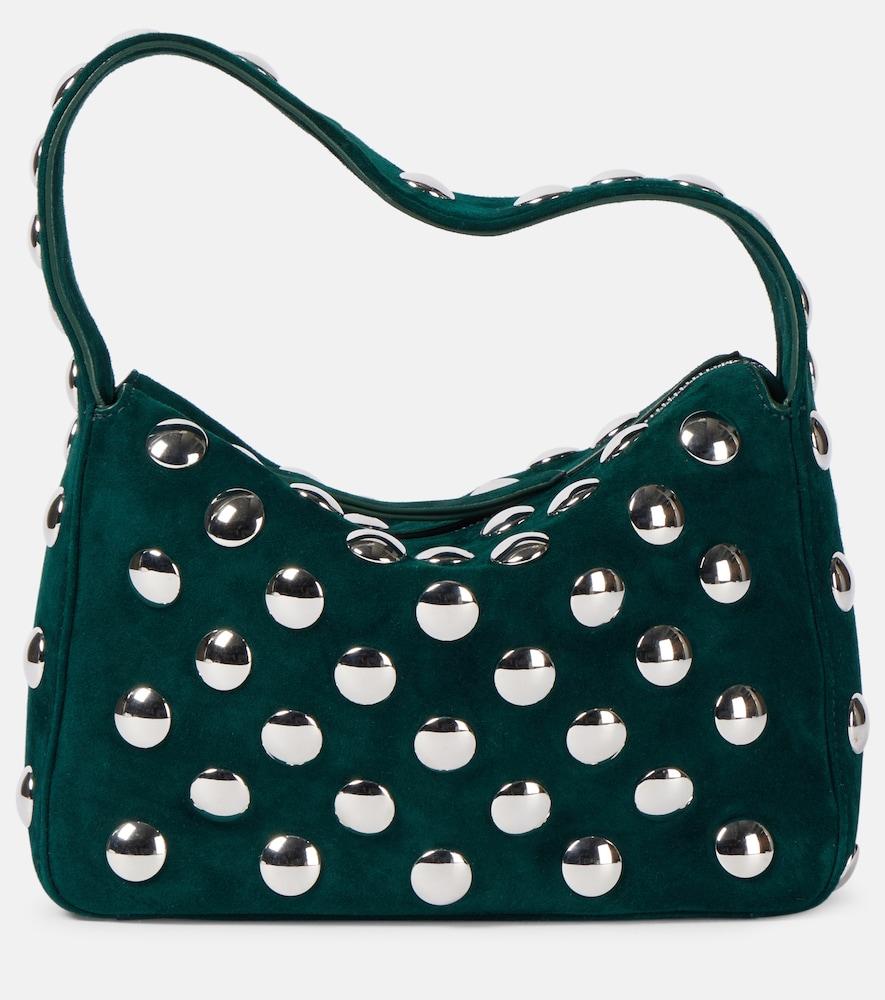 khaite elena small studded suede shoulder bag