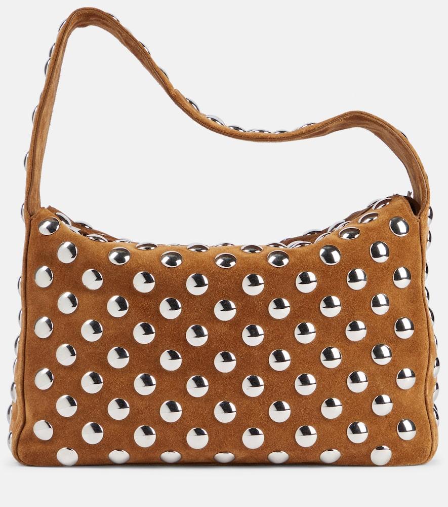 khaite elena studded suede shoulder bag