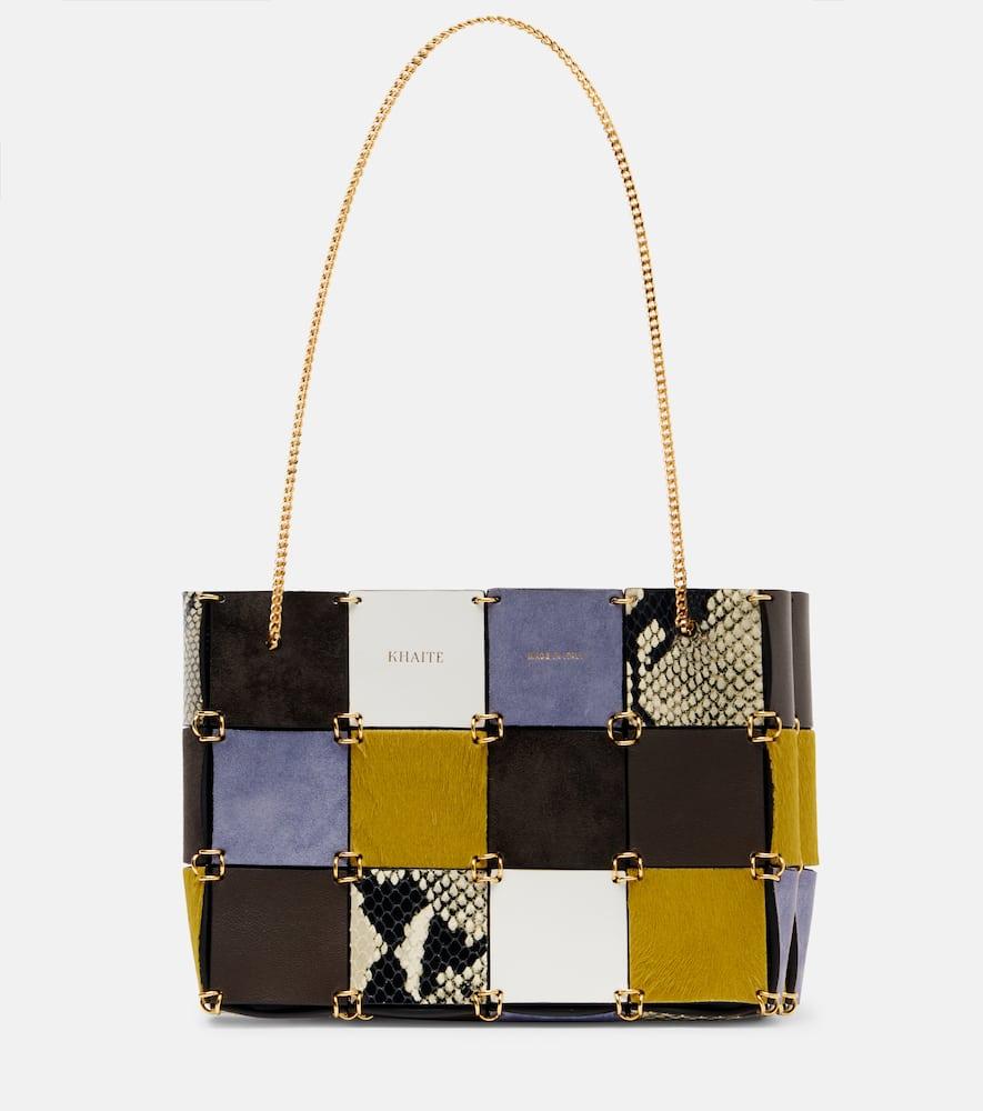 khaite emma small patchwork leather tote bag
