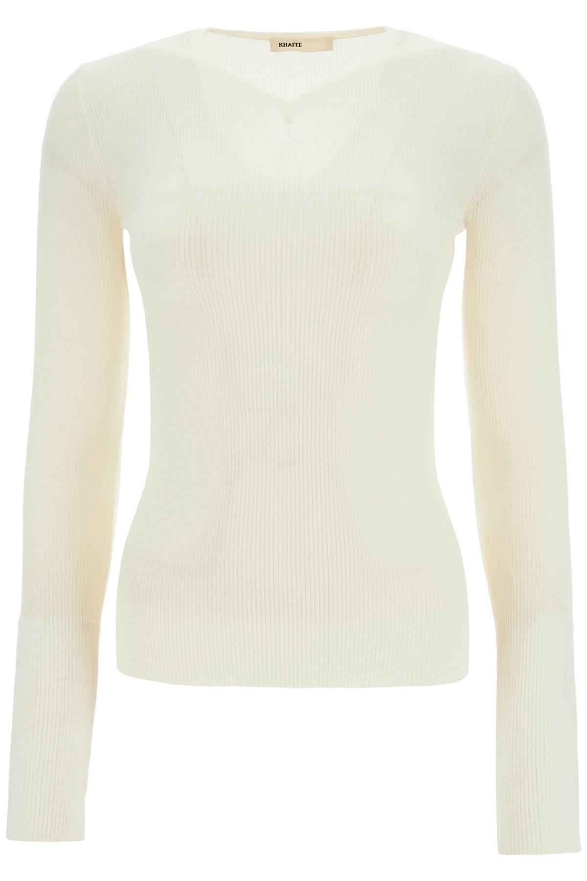 khaite glaze color wool top with v-neck
