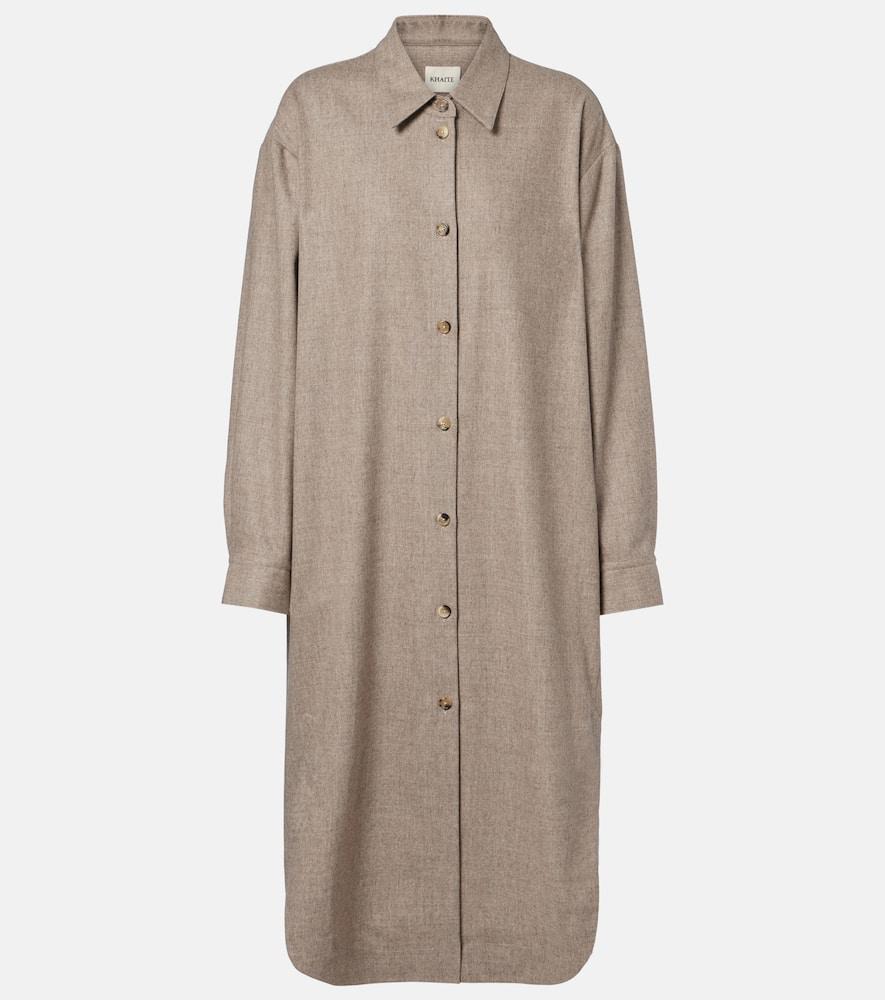 khaite gloria wool and cashmere shirt dress
