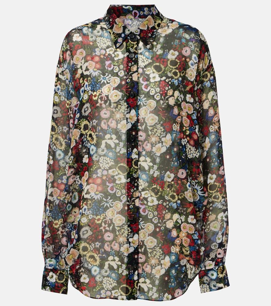 khaite goya floral silk chiffon shirt