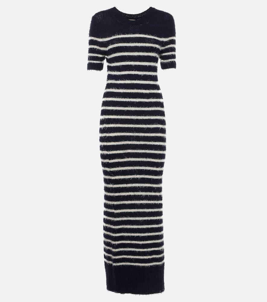 khaite helen striped silk and cashmere midi dress