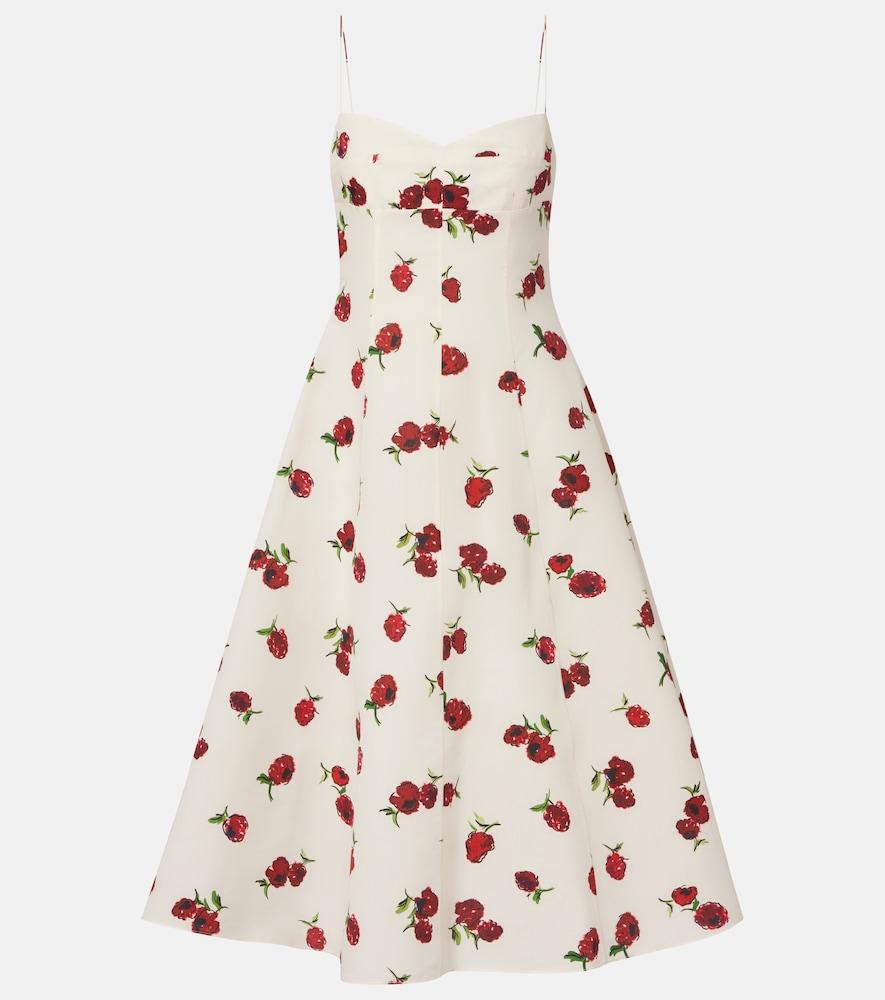 khaite isabella printed silk and cotton midi dress