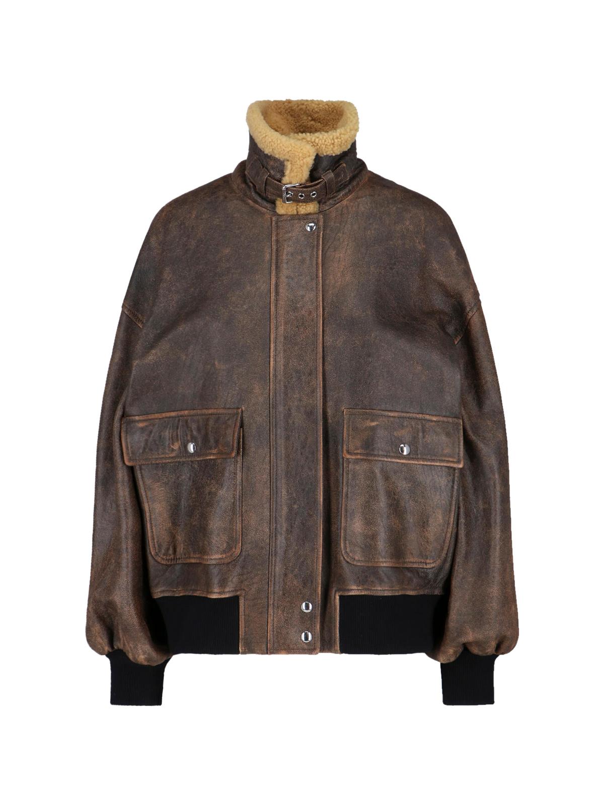 khaite jackets brown lamb leather - women