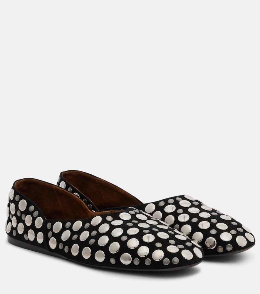 khaite jane studded suede ballet flats