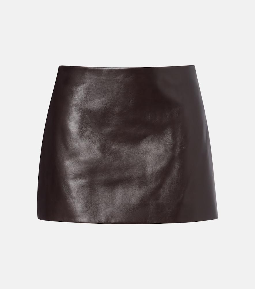 khaite jett leather miniskirt