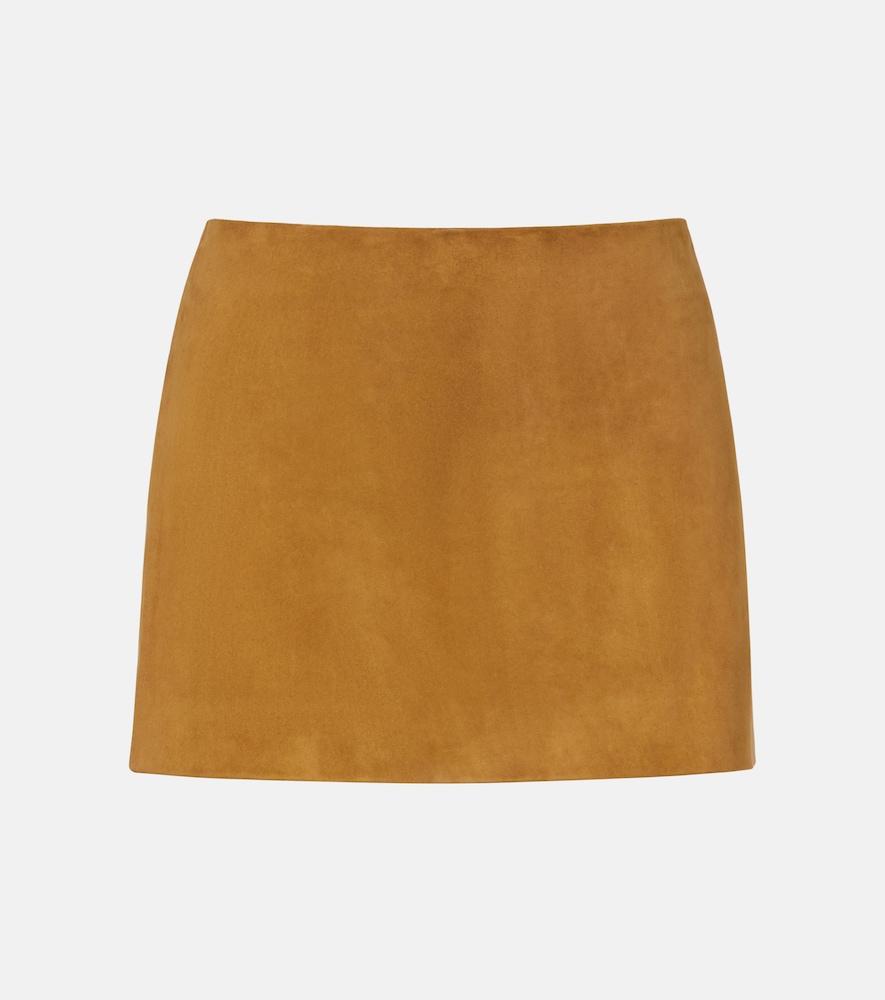 khaite jett suede miniskirt