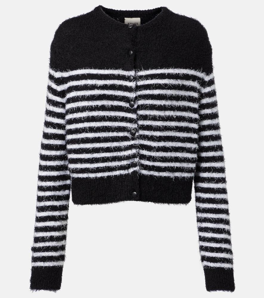khaite jules striped silk and cashmere cardigan