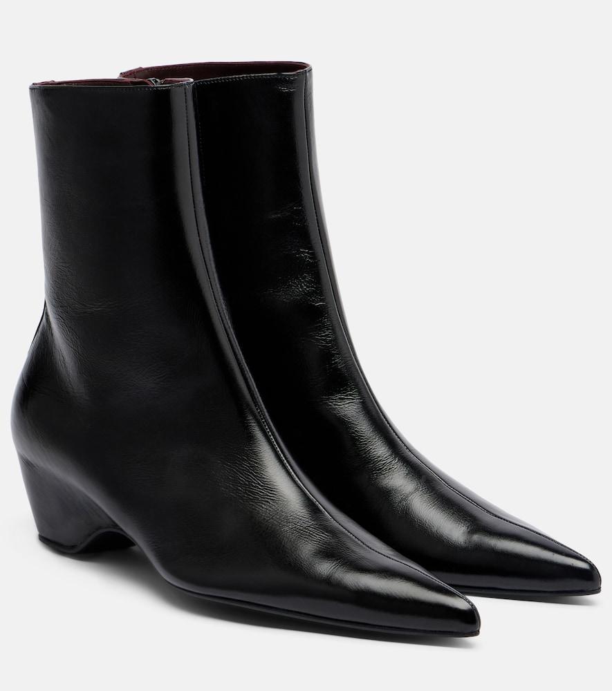 khaite leather ankle boots