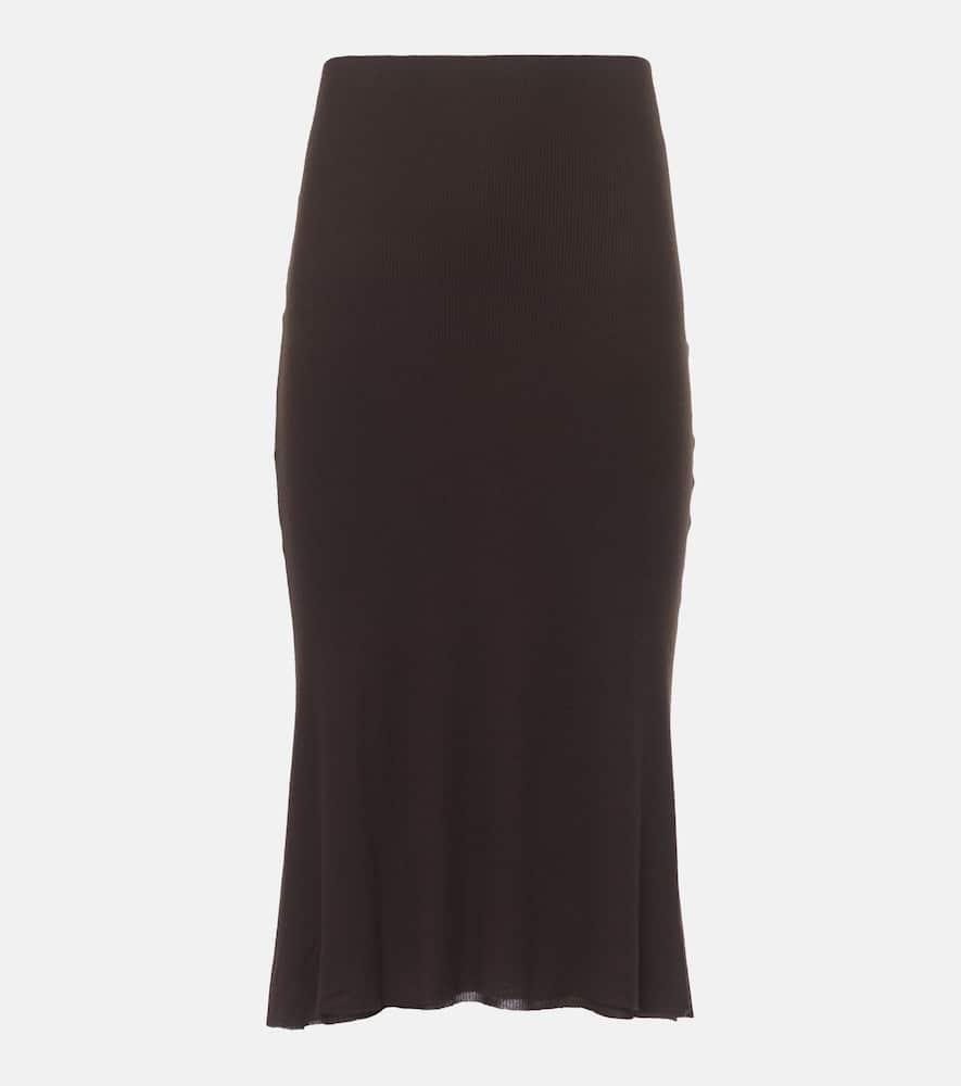 khaite leema jersey midi skirt