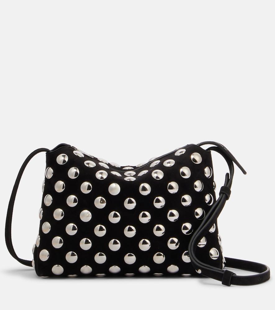 khaite lina medium studded suede crossbody bag