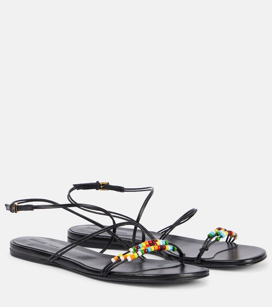 khaite loop beaded leather sandals
