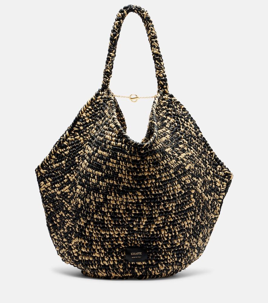 khaite lotus medium raffia tote bag