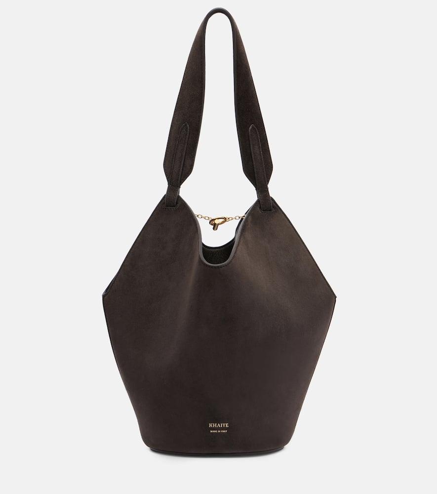 khaite lotus mini suede tote bag