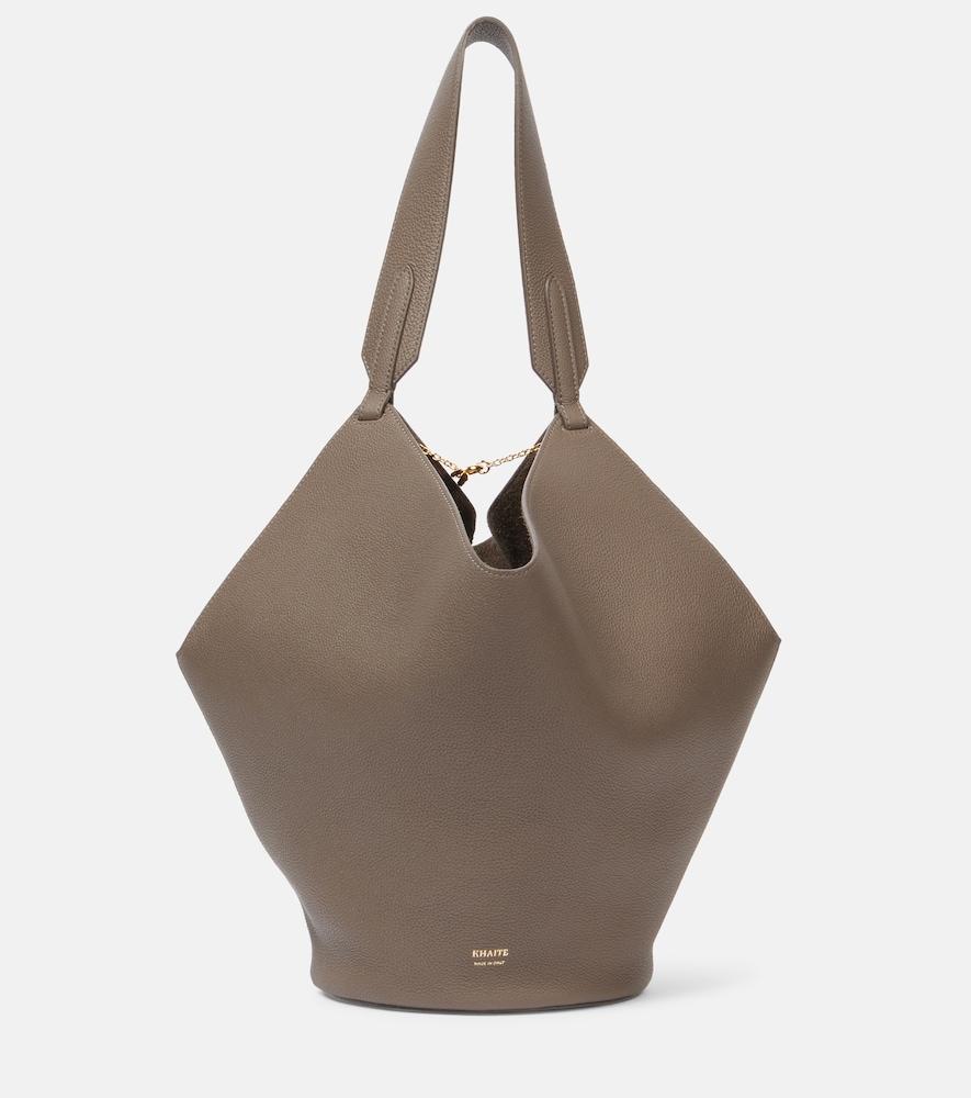 khaite lotus small leather tote bag