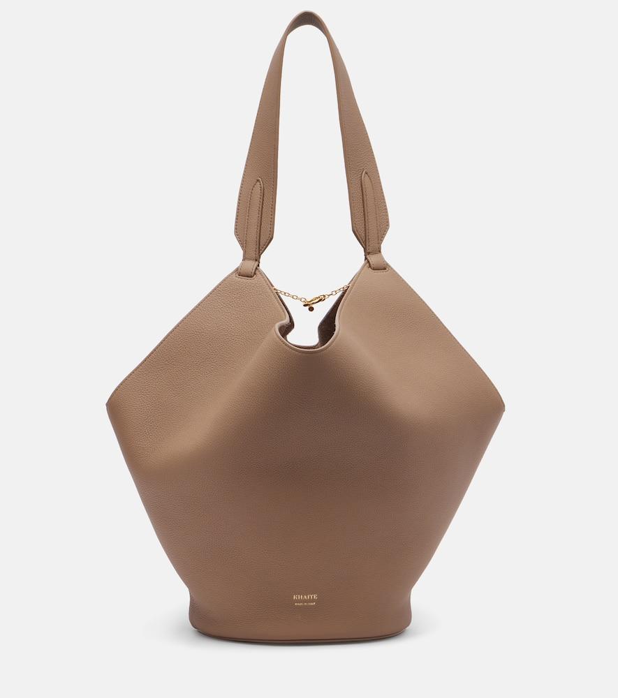 khaite lotus small leather tote bag