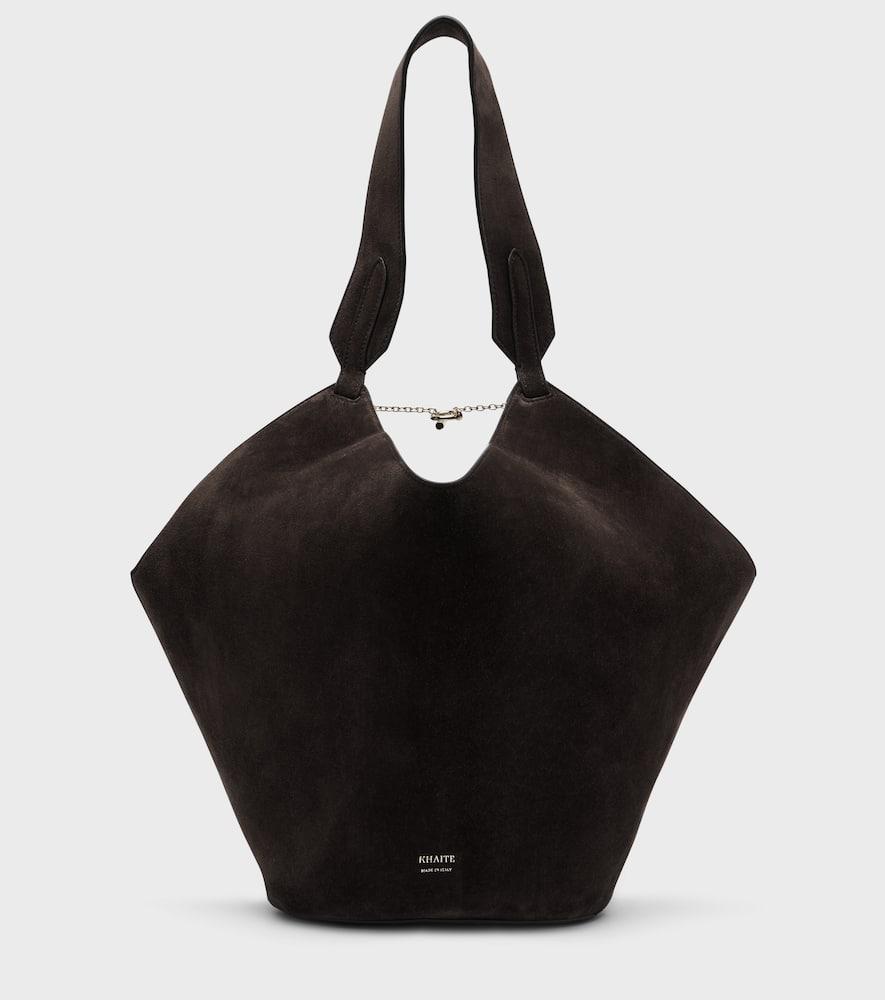 khaite lotus small suede tote bag