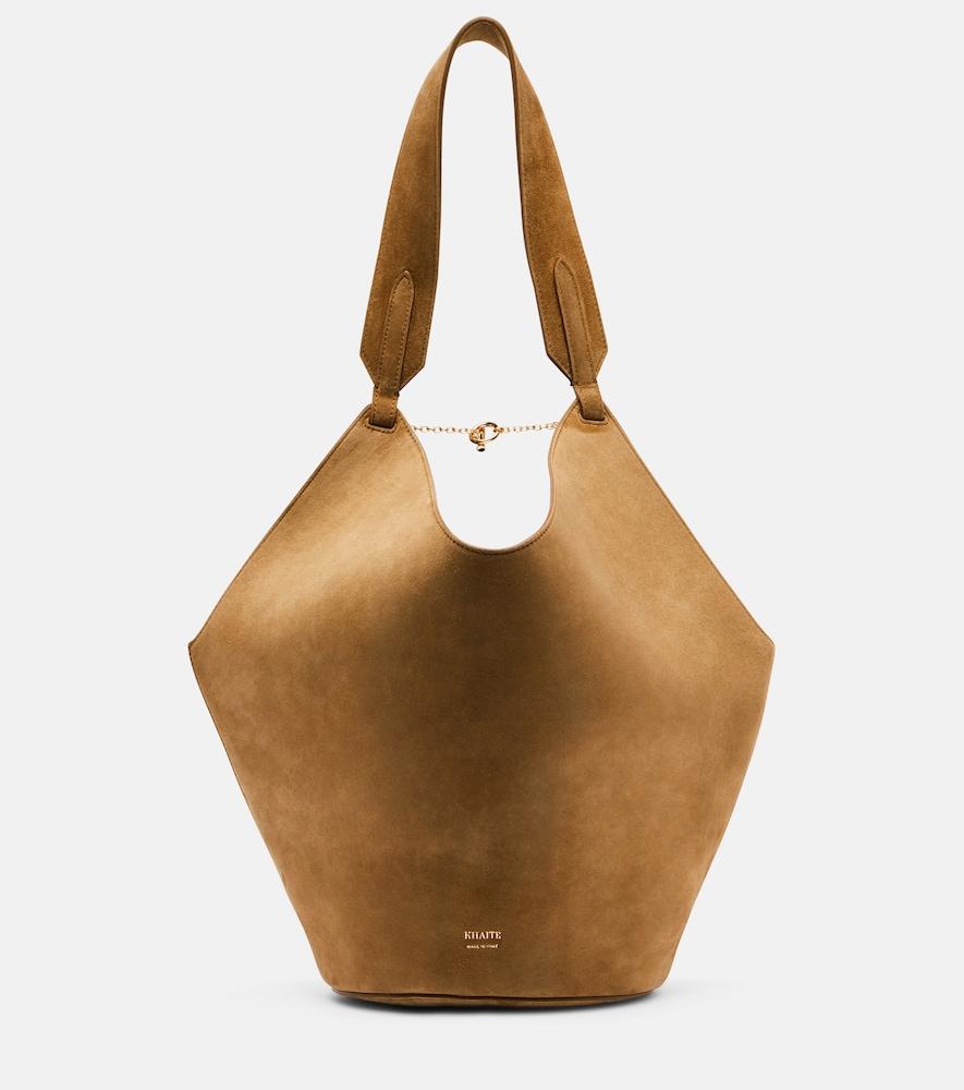 khaite lotus small suede tote bag