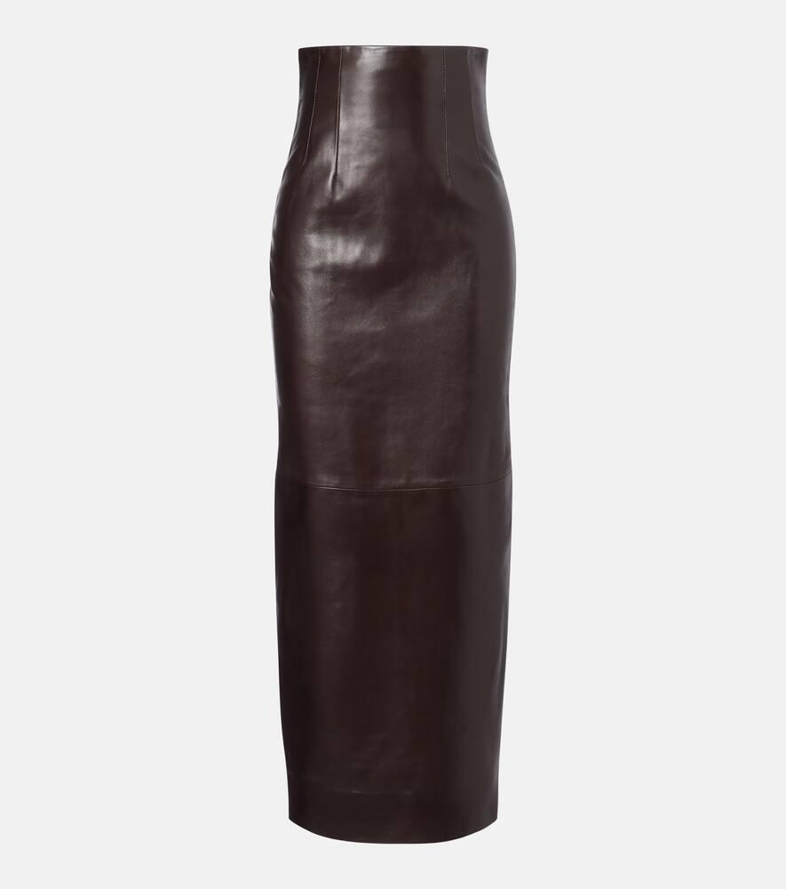 khaite loxley leather maxi skirt