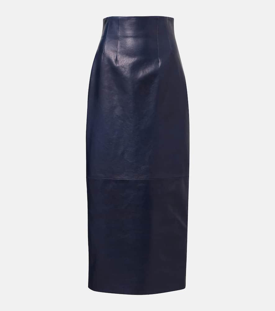 khaite loxley leather pencil skirt