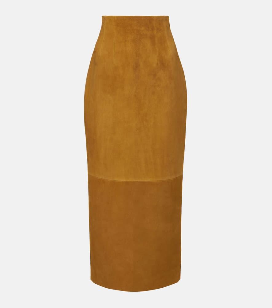 khaite loxley suede maxi skirt