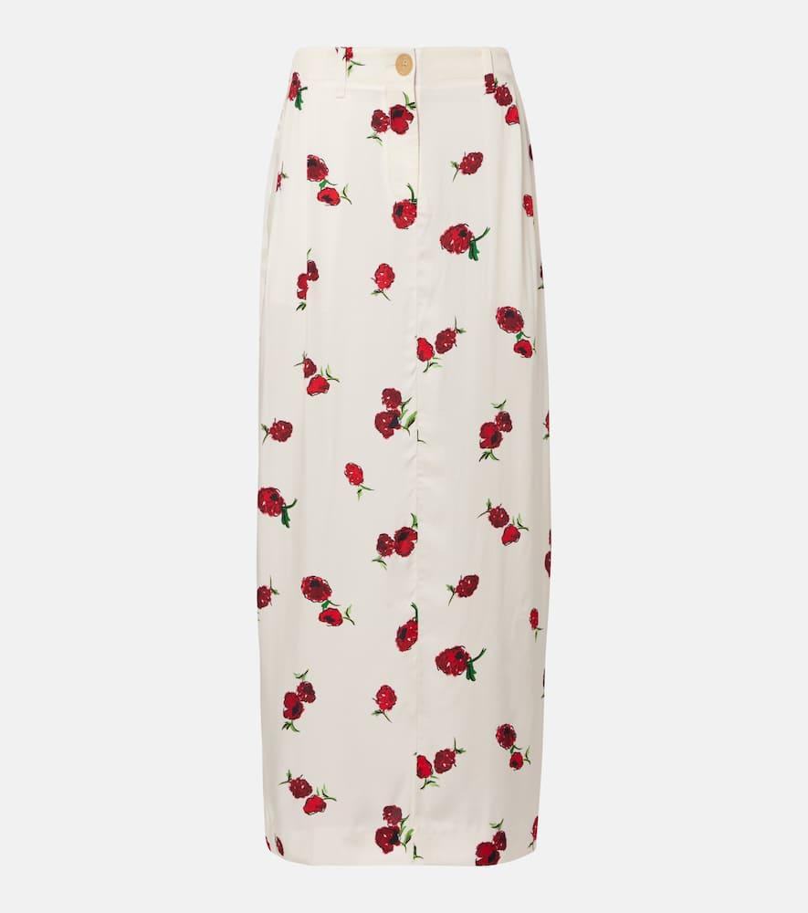 khaite lucian printed twill maxi skirt