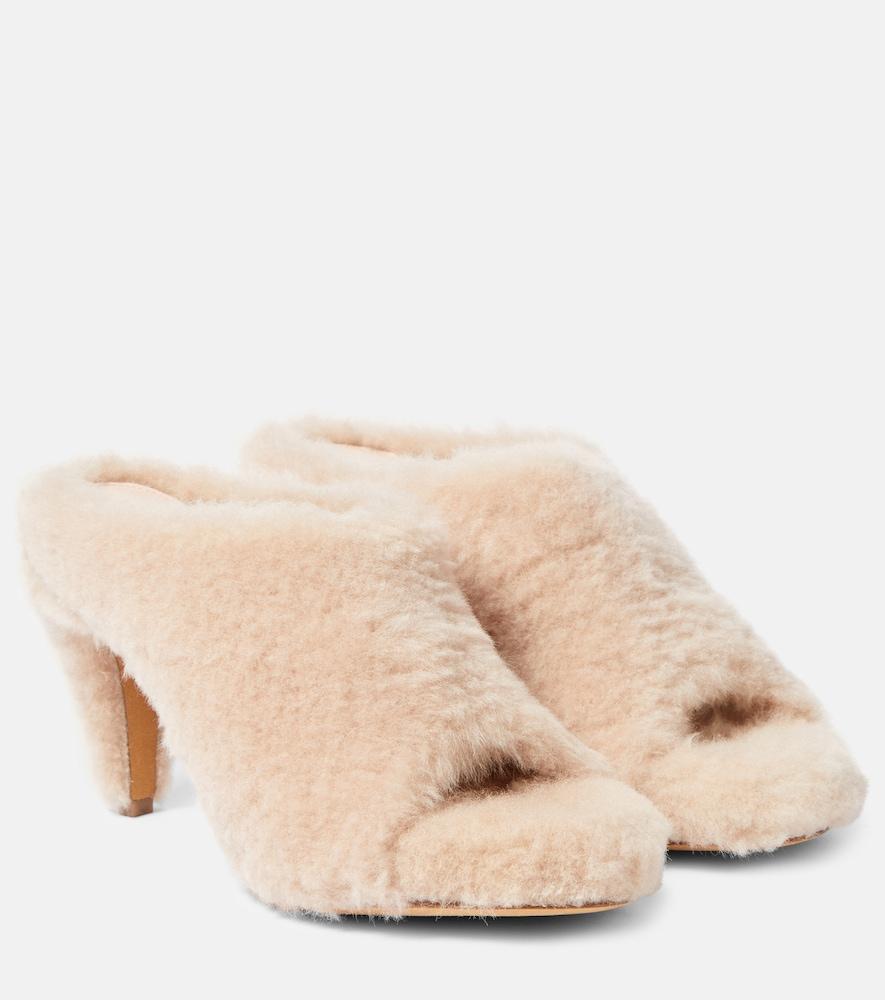 khaite marion shearling mules