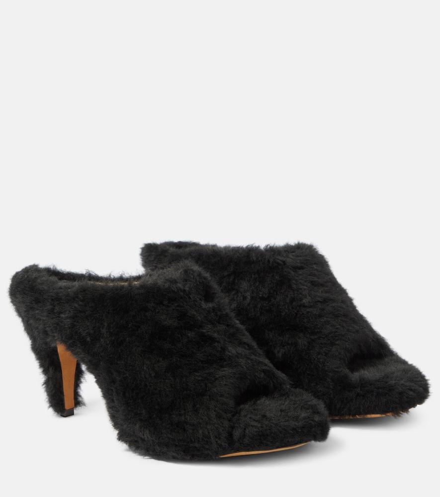 khaite marion shearling mules